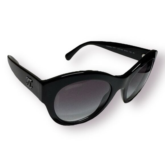 CHANEL 5371 Butterfly Sunglasses Black Gradient Smokey Lenses w/ Case - Picture 1 of 12